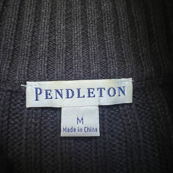 PENDLETON Women's Gray Cable Knit Vest Full Zip Cotton Size Medium - Picture 2 of 6